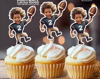 Football Personalized Face Cupcake Toppers