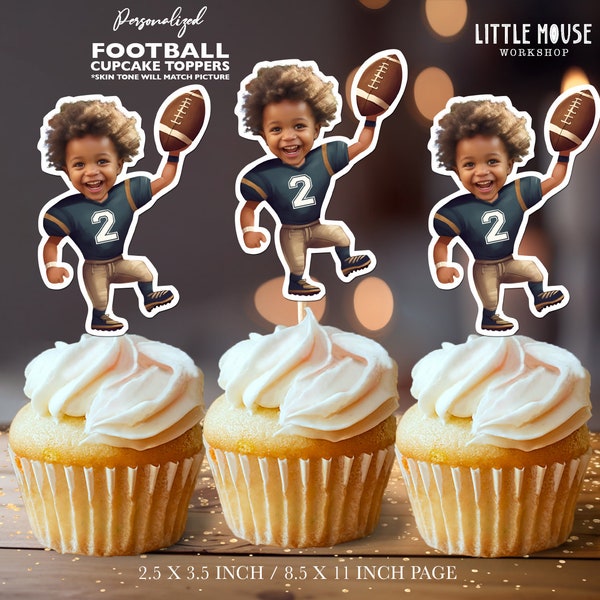 Football Personalized Face Cupcake Toppers