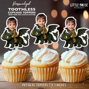 How to Train Your Dragon Toohtless Hiccup Personalized Face Cupcake Toppers