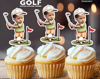 Golf Personalized Face Cupcake Toppers