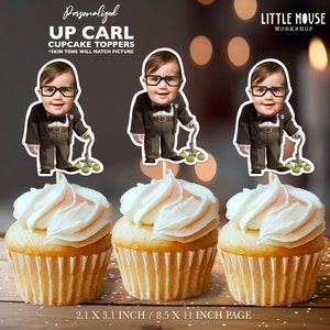 Up Carl Personalized Face Cupcake Toppers
