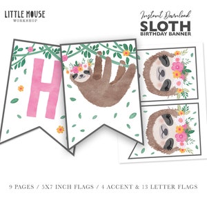 Sloth Birthday Banner