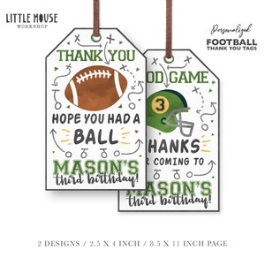 Cumpleaños de Fútbol Gracias Tags