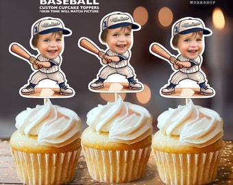 Baseball Personalized Face Cupcake Toppers