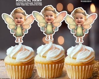Fairy Personalized Face Cupcake Toppers