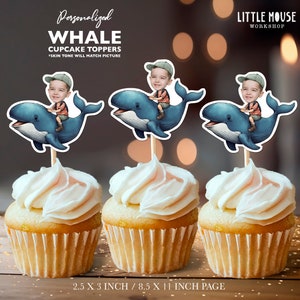 Whale Personalized Face Cupcake Toppers