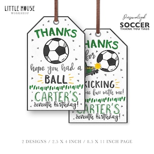 Soccer Birthday Thank You Tags