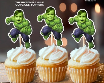 The Incredible Hulk Personalized Face Cupcake Toppers