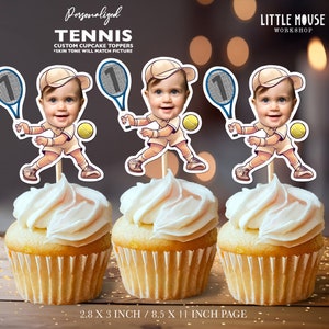 Tennis Personalized Face Cupcake Toppers