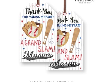 Baseball Birthday Thank You Tags