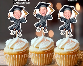 Graduate Personalized Face Cupcake Toppers