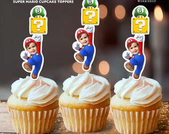 Super Mario Personalized Face Cupcake Toppers