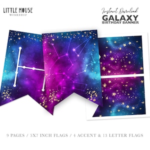 Outer Space Galaxy Birthday Banner