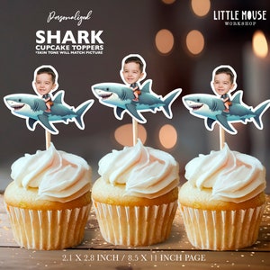 Shark Personalized Face Cupcake Toppers