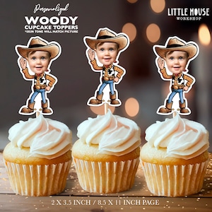 Woody Personalized Face Cupcake Toppers