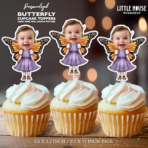 Butterfly Personalized Face Cupcake Toppers