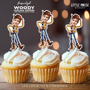 Woody Personalized Face Cupcake Toppers