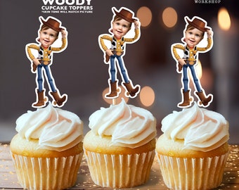 Woody Personalized Face Cupcake Toppers