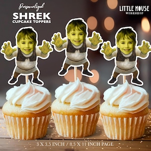 Shrek personalisierte Gesicht Cupcake Toppers