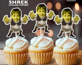 Shrek Personalized Face Cupcake Toppers