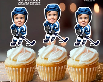 Ice Hockey Personalized Face Cupcake Toppers