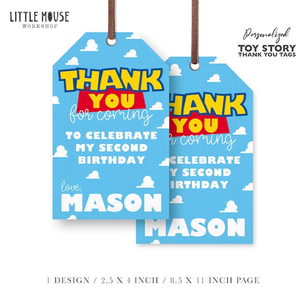 Toy Story Birthday Thank You Tags