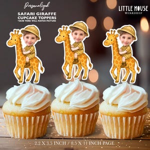 Gepersonaliseerde cupcake-toppers voor gezicht, safarigiraf