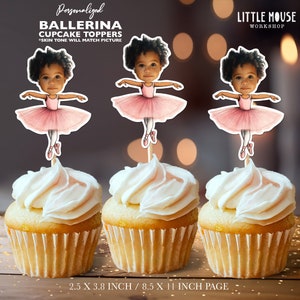 Ballerina Personalized Face Cupcake Toppers