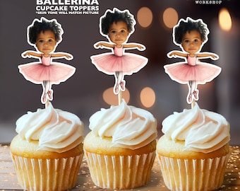 Ballerina Personalized Face Cupcake Toppers