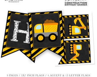 Banner de cumpleaños de construcción
