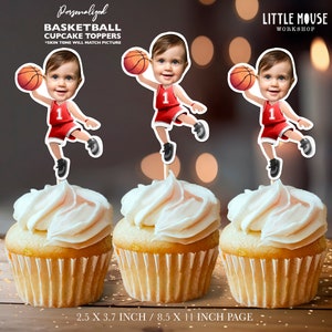 Basketball Personalized Face Cupcake Toppers