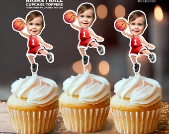 Basketball Personalized Face Cupcake Toppers