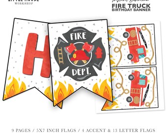 Fire Truck Birthday Banner