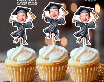 Graduate Personalized Graduation Party Face Cupcake Toppers