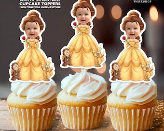 Belle Personalized Face Cupcake Toppers