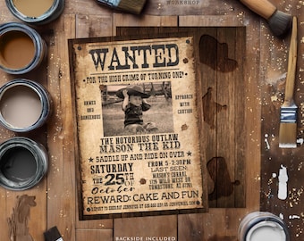 Western Wanted Poster Birthday Invitation