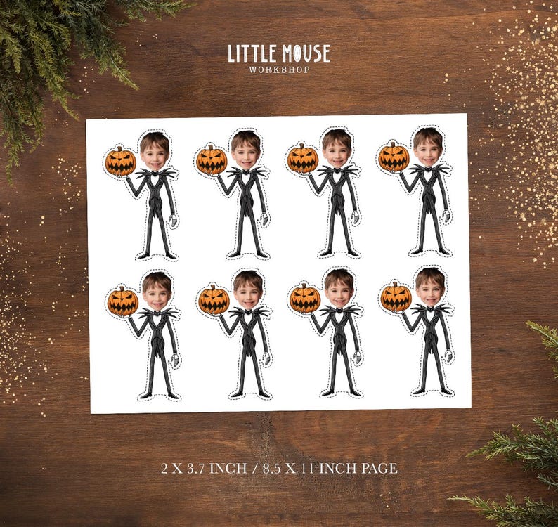The Nightmare Before Christmas Jack Skellington Personalized Face Cupcake Toppers image 2