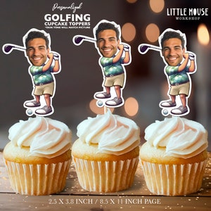 Toppers cupcake personalizzati con faccia da golf