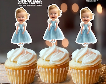 Cinderella Personalized Face Cupcake Toppers