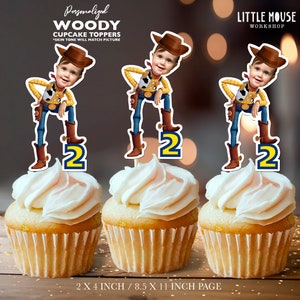 Woody Personalized Face Cupcake Toppers