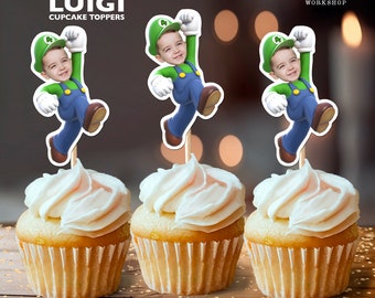 Luigi Personalized Face Cupcake Toppers