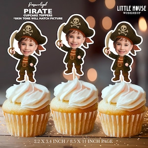Pirate Personalized Face Cupcake Toppers