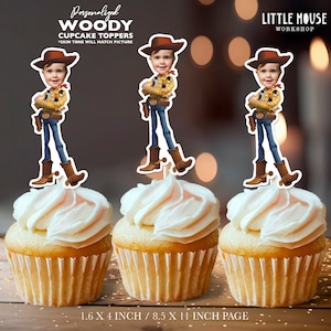 Woody Personalized Face Cupcake Toppers