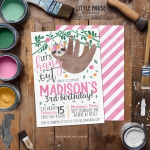 Sloth Birthday Invitation