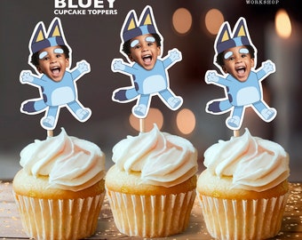 Bluey Personalized Face Cupcake Toppers