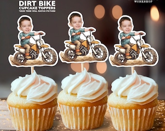 Dirt Bike Personalized Face Cupcake Toppers