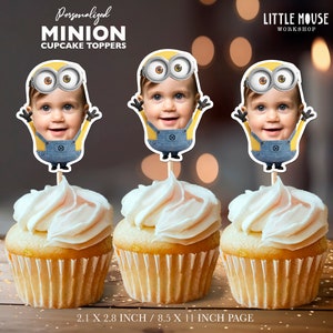 Minions Personalized Face Cupcake Toppers