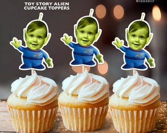 Toy Story Alien Personalized Face Cupcake Toppers