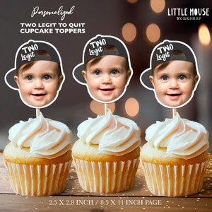Two Legit To Quit Personalized Face Cupcake Toppers