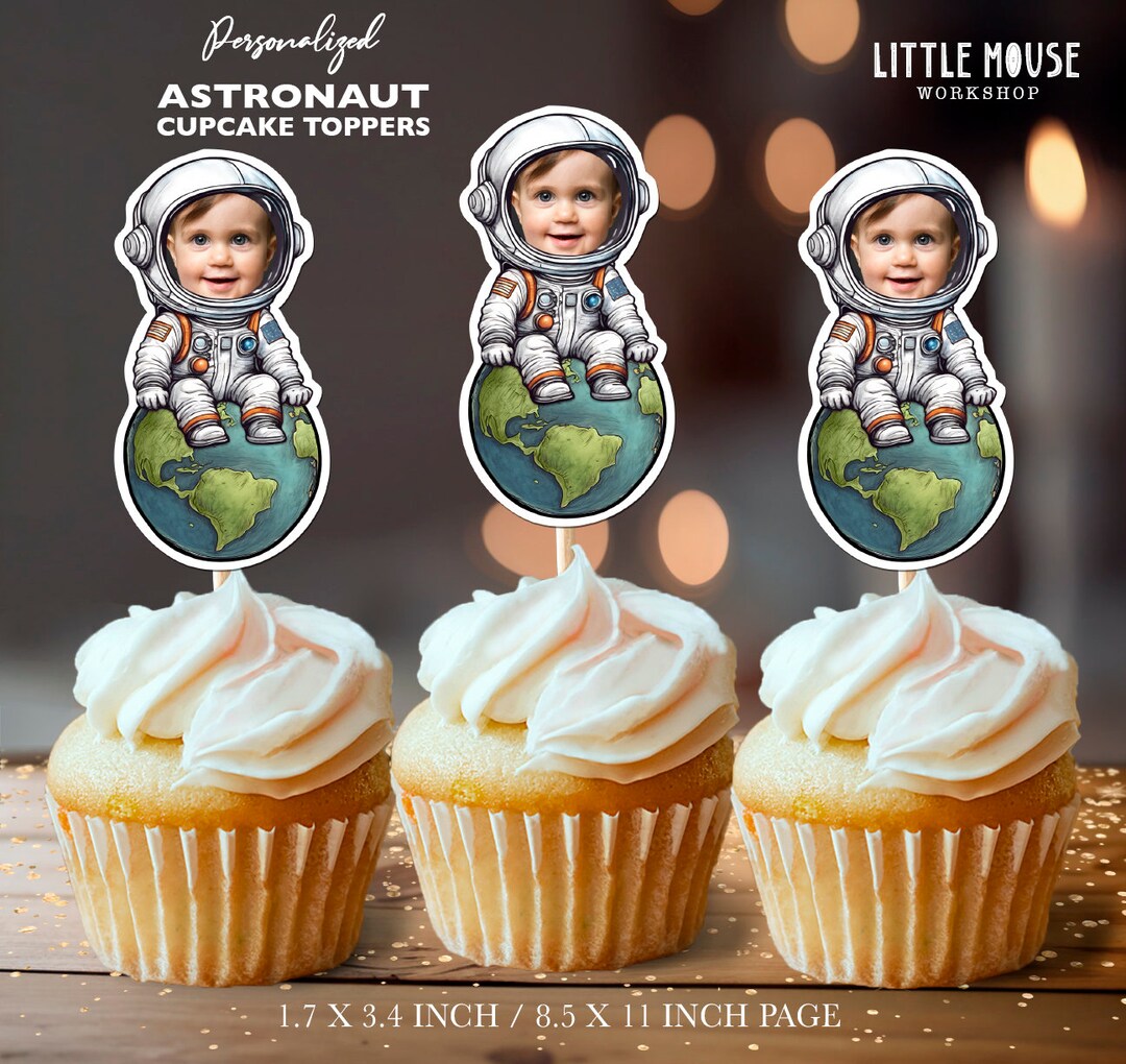 Buy Astronaut Earth Personalized Face Cupcake Toppers Online in